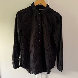 Gap long sleeve eyelet shirt black